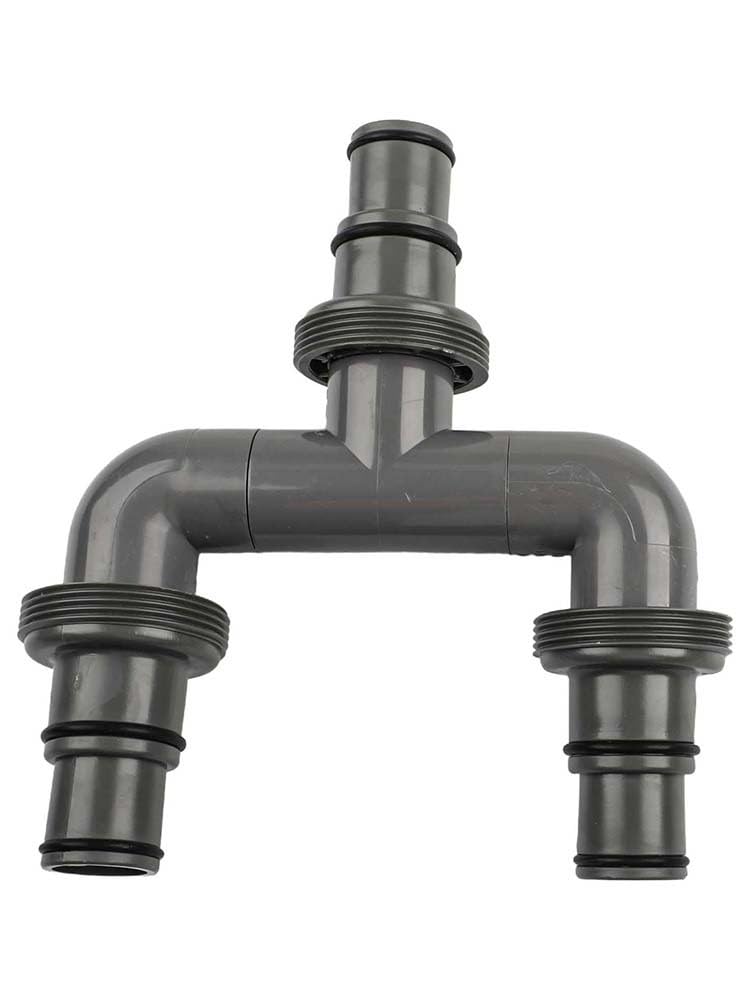 Poolschlauch-Adapter, 38 mm auf 32 mm, für Intex Poolsystem, T-Anschluss für Schwimmbadheizung, Bypass-Kit, 3-Wege-grauer Kunststoff und Edelstahlarmatur