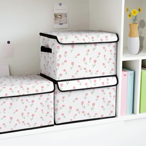 Image of Stackable Clothes Storage Bins with Lids 3 Pack. | Closet Organizers Fabric Cat Printing Box for Home and Office,Blanket Clothes Organizers,Under Bed Storage Containers