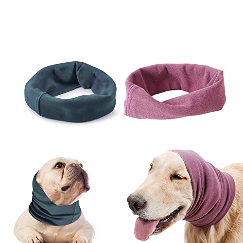 Image of Dog Warm Neck & Quiet Ear Covers for Ear Protection, Calming Ear Muffs for Dogs /Cats - Hood for Anxiety Relief /Calming /Warm / (Blue Purple)