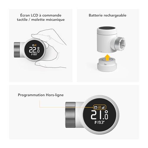 tado° Smart Thermostat X en lot de trois, gestion du radiateur via une application et une enceinte connectée (Alexa, Siri, Google Assistant), installation DIY, pas compatible avec tado° V3+