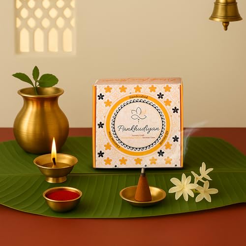 Image of Organic Bamboolesss Dhoop Cones | 40 Natural Flower-Based Incense Cones + Ceramic Stand | Charcoal Free, Long-Lasting Dry Dhoop Cones for Pooja, Home & Meditation (Pack of 1 - Jasmine)