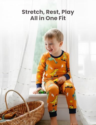 Image of PATPAT Bamboo Viscose Pajama Sets for Toddler Boys & Girls Baby Kids, Ultra-soft Snug fit Pjs Sleepers for Birthday Holiday