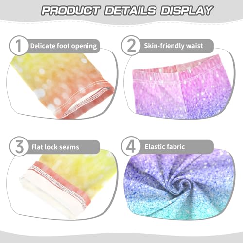 Aslsiy Shiny Rainbow Glitter Texture Girl's Leggings Sparkly Toddler Stretch Tights Pants3