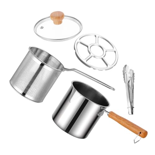 EXHUMKY 1 Juego De Freidora De Acero Inoxidable, Olla Transparente Para Freír Alimentos, Olla De Acero Inoxidable Para Freír Alimentos, Olla Para Cocinar Alimentos, Freidora De Estufa Con