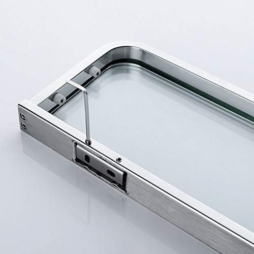 Zhanmam Shower Caddies Tempered Glass Bathroom Shelf Rectangular Stainless Steel, Rustproof Basket For Kitchen Bathroom Accessories 0118 (Size : 60Cm) #TOP2