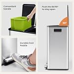 DUMOS Kitchen Trash Can, 2×8-Gallon Garbage Can with Lid, Stainless Steel Trash Bin with 2 Removable Inner Buckets, Soft-Close Foot Pedal, Fingerprint-Resistant for Kitchen Home Office - Image 5