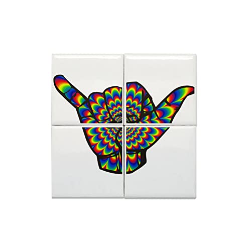 Carreaux céramique 15,2x15,2 cm décoratifs Shaka style hippie et motif psychédélique multicolore
