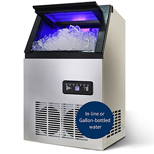 Commercial Ice Maker Machine, 88lbs/24H Stainless Steel Under Counter ice Machine with 22lbs Ice Storage Capacity, Free-Standing Bar Ice Maker - Ideal for Restaurants, Bars, Homes and Offices