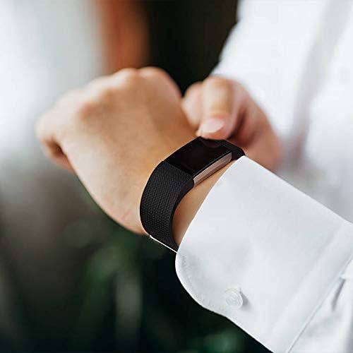 Vancle Replacement Bands Compatible for Fitbit Charge 2 Bands, Soft Silicone Accessory Strap for Fitbit Charge 2 Small Large, No Tracker (003, 3PC(Black+Blue+Grey), Large) - 1