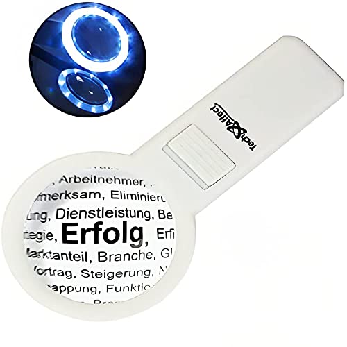 Lente d'ingrandimento portatile con luce, lente d'ingrandimento forte, grande, colore: bianco
