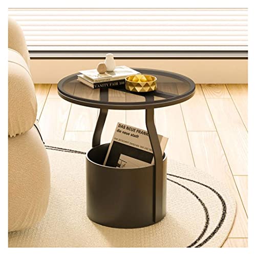 Table basse d'appoint design en verre trempé et métal finition premium