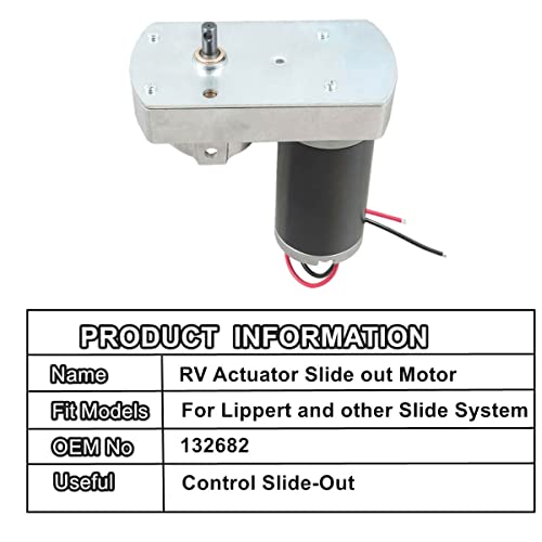 Image of RV Slide Out Motor 132682,18:1 Ratio Electric Motor Fit for Lippert Through Frame Slide-Out System, 30 Amp 12Volt 5800 RPM Venture Acuator Camper Slideout Replaces# RP-785615,168956, 295380, M-8910