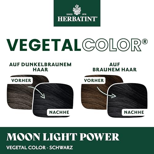 Herbatint Vegetal Color Moon Light Power, Schwarz | Pflanzliche Haarfärbung auf Basis von Henna und ayurvedischen Kräutern, 100% natürlich und biologisch – 100 Gramm