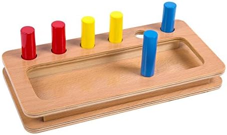 Montessori Materials Colored cylinder and base Toddler Preschool Toy