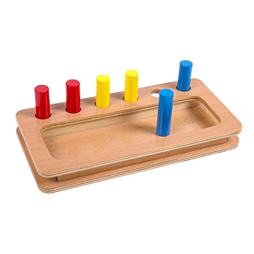 Montessori Materials Colored Cylinder And Base Toddler Preschool Toy #TOP3