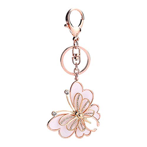 Cristal Papillon Porte-clés De Voiture Sac Pendentif Porte-clés Charme Suspendu Ornements Clé Boucle Cadeaux pour Femmes Filles - Or Rose Élégant et Populaire
