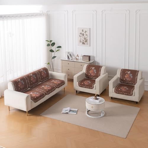 Image of HOKIPO HeavenHue Sofa Cover 5 Seater Panel Set 3+1+1, Nritya Echo