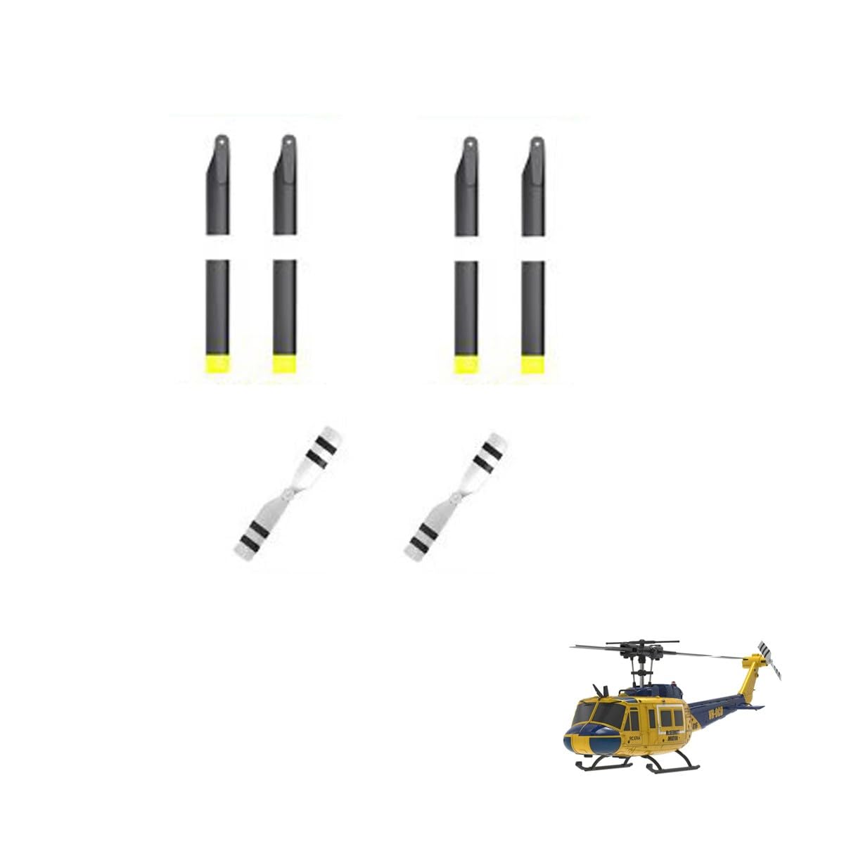 WDDSPSH 2 Pairs of Main Rotor Blades for RC Helicopter C138 C190 C189 C186 C032 C123 C129 V2 K127 K170 (C032)
