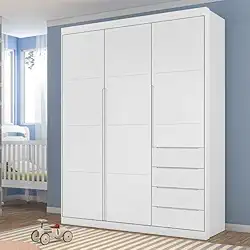Guarda Roupa Infantil 3 Portas 4 Gavetas Pérola Phoenix Baby Branco