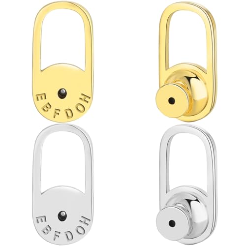 EBFDOH U Shape Earring Lifter Backs, 4pcs Firm Locking Replacements for Heavy Earrings, Large Backers for Stretched Earlobes, Mixed Color