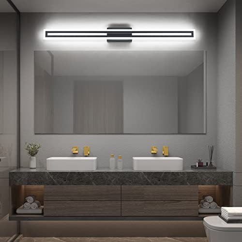 Image of SOLFART Bathroom Light Over Mirror Bathroom Light Fixtures Vanity Lights Black Vanity Lights for Mirror Led Light Fixtures 6000K