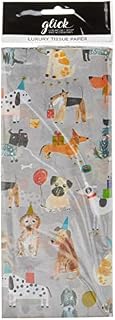Glick Four Sheets of Dogs Tissue Paper, Each Sheet 750mm x 500mm Tissue Paper Dogs, Dogs Tissue Paper for Gift Wrapping, Birthday Dogs Tissue Paper
