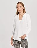 Material-Mix-Bluse, femininer V-Ausschnitt, dekorative Naht vorne