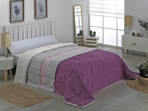 NOVOTEXTIL Edredón Invierno Sherpa Cama 135 (230x260) – Relleno Fibra Hueca 200 g/m2 + 120 g/m2 Sherpa – Microfibra Suave, Cálido y Transpirable – Estampado Moderno (Kochi)