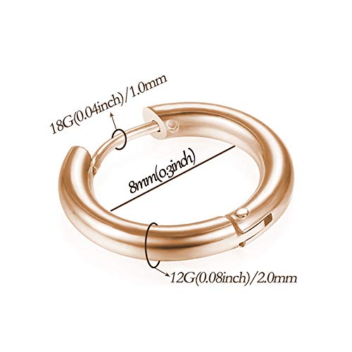 Image of 316L Surgical Stainless Steel Huggie Hoop Earrings 6mm 8mm 10mm 11mm 12mm 14mm Hypoallergenic Earrings Ring Cartilage Helix Lobes Hinge Sleep Earrings for Men Women