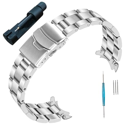 22mm Curved Ends Stainless Steel Watch Band For Orient Mako II/III Mako 2 3 /Kamasu Brushed Metal Watch Strap Replacement Bracelet Bands Deployment Clasp