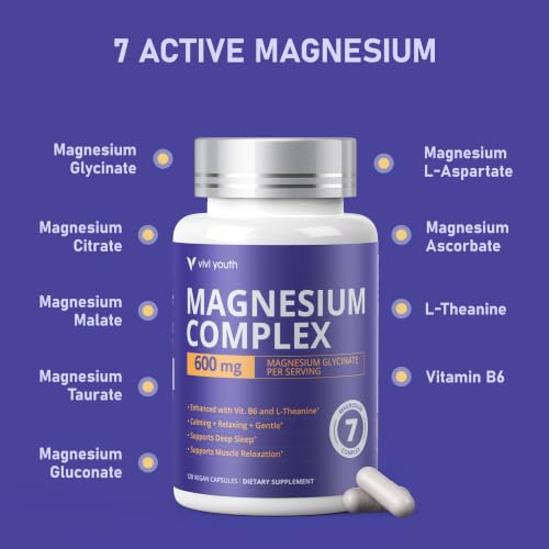 Image of Magnesium 7 Complex for Women with 600mg Glycinate, 120 Capsules