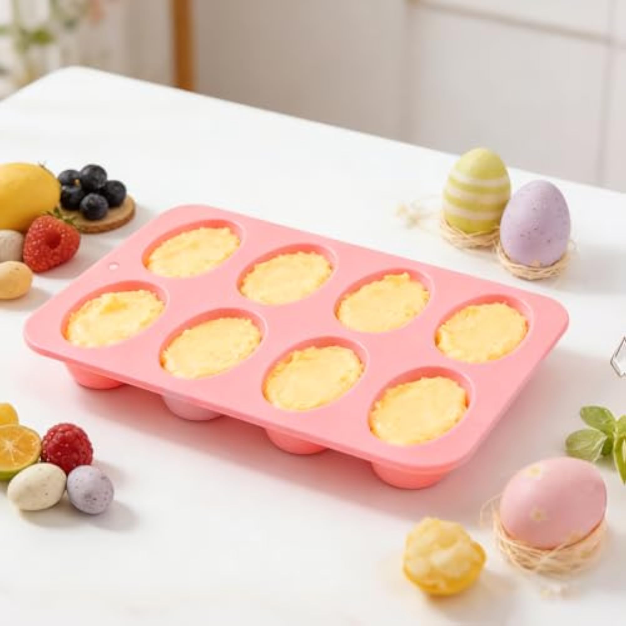 8-Cavity Easter Egg Shape Silicone Molds for Baking