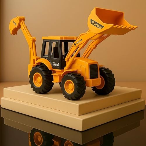 GRAPHENE 2 in 1 Bulldozer Excavator Construction Vehicle JCB Toy for Kids Truck Pull Back Heavy Duty Unbreakable Engineering Friction Toys for 1+ Year Baby Boy Toddler 1-5 Years(Yellow)
