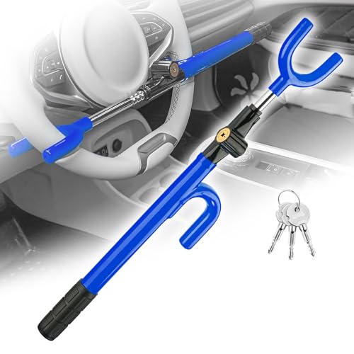 CARTMAN Vehicle Steering Wheel Lock Blue Car Anti Theft Security Lock with Adjustable Length Fit for...