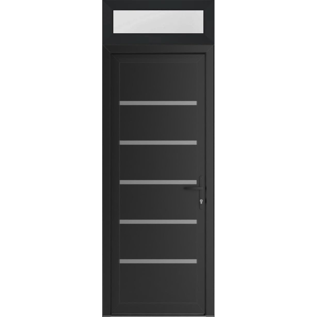 VDOMDOORS Front Exterior Door Prehung 36 x 80 inches | Manux 8415 Matte Black | Entry Door with Frame | Metal Sidelite Transom | Transom 14" | Left Hand | Front Entry