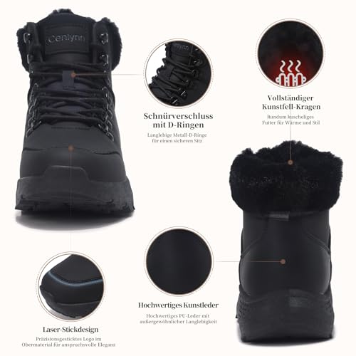 Cenlynn Damen Winterschuhe Winterstiefel Gefütterte Schneestiefel Outdoor Trekking Wanderschuhe