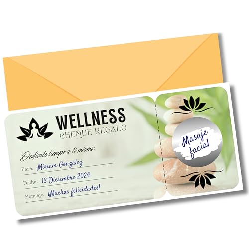EQUIK PRODUCTS Vale regalo spa, masaje, yoga, sauna, bienestar | Vale regalo para rellenar | Tarjeta rascar | Regalo pareja original, regalo San Valentín | Cupón regalo personalizado (WELLNESS)