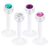 EINFACH UND SICHER - Der Acryl Kristall kugeln ist sicher eingeschlossen in das Juwel. Das Design des tragus piercing labret macht es einfach ihn einzusetzen.
