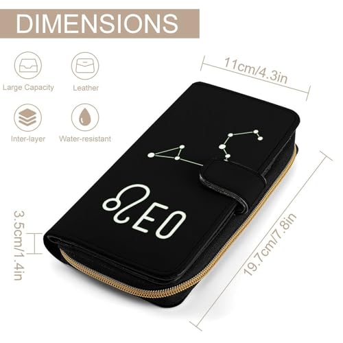 Leo Constellation Long Wallet for Women Men Purses Coin Pouch Credit Card Holder Organizer2