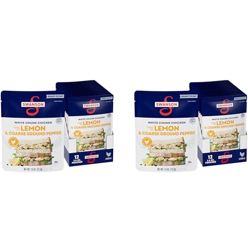 Image of Swanson Lemon and Coarse Ground Pepper White Chunk Fully Cooked Chicken, Ready to Eat, Simple On-the-Go Meals, 2.6 oz Pouch (Pack of 24)