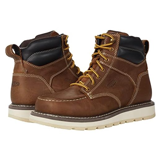 KEEN Utility Men's Cincinnati 6" Leather Soft Toe Work Boots, Belgian/Sandshell, 10 Wide