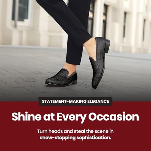 Image of Amali Men's Embellished Velvet Tuxedo Loafers, Smoking Slippers | Velvet slip-on smoking slippers with embellished upper for tuxedos, weddings and formal occasions