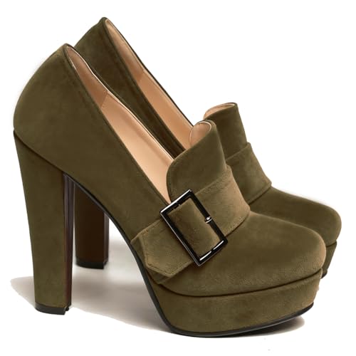 Image of SHODENSE Women Vintage Chunky Platform Loafers Pumps Tassel Round Closed Toe Slip On Suede Block High Heel Dress Loafer Shoes Buckle Strap Oxford Loafers Fringe Pump Dressy Chic Sexy Y2k 4-11 M US