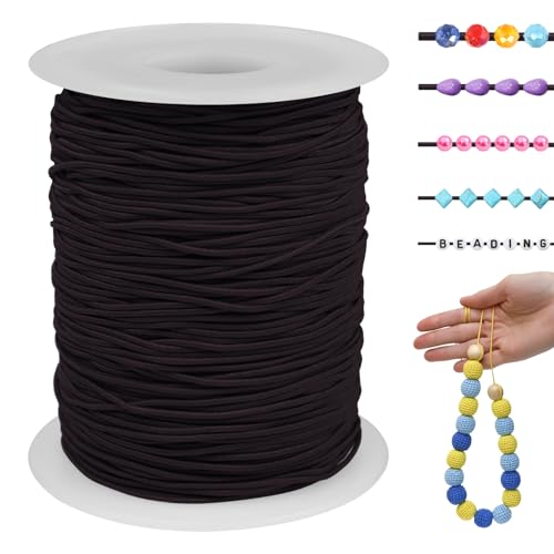 LEREATI Elastic String for Bracelets 328 Feet 0.8mm Elastic Cord for Jewelry Making Stretchy Bracelet String for Bracelet Making, Necklaces, Beading and DIY Crafts (Coffee)