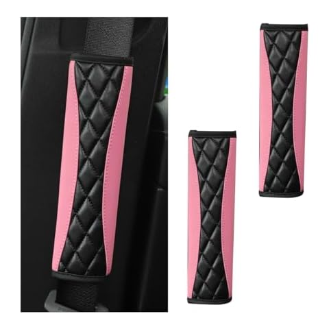 Mandark 2PCS Car Seat Belt Covers, Soft Leather Vehicle Seatbelt Strap Protector for Shoulder and Neck, Comfortable Auto Safe Belt Harness Cushion Pad, Universal for SUV, Truck, RV（Pink） Cover