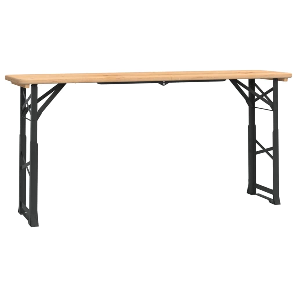 Höhenverstellbarer Biertisch Klappbar 170x50x75/105 cm Massivholz Tanne, Klapptisch mit stabilem Metallgestell für Gartenparty und Geburtstagsfeier