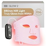 INIA Red Light Therapy Mask for Face – 4 Light Modes with 850nm NIR, Red & Blue LED Light Therapy, 2600mAh Rechargeable LED Face Mask for Radiant Glow at Home, Pink