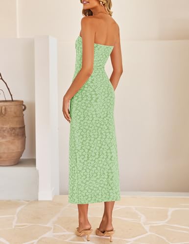 Image of ZESICA Women's 2026 Summer Floral Strapless Bodycon Midi Dress Off Shoulder Beach Formal Cocktail Wedding Guest Long Dresses