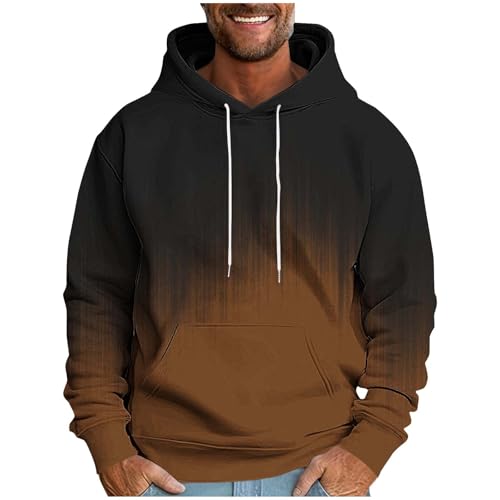 Mens Sweatshirts Gradient Pint Fleece Lined Hoodies Oversized Long Sleeve Winter Drawstring Hoodies with Pockets