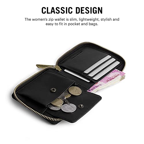 Image of DailyObjects Women's Zip Wallet | Made with Vegan Leather Material | Carefully Handcrafted | Holds up to 8 Cards | Slim and Easy to Fit in Pocket | Coin Pocket with Button Closure